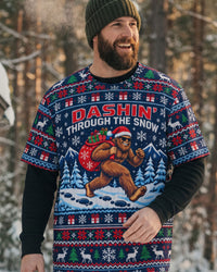 DASHIN' THROUGH THE SNOW BIGFOOT UGLY CHRISTMAS ALL OVER PRINT - TLTW0510268