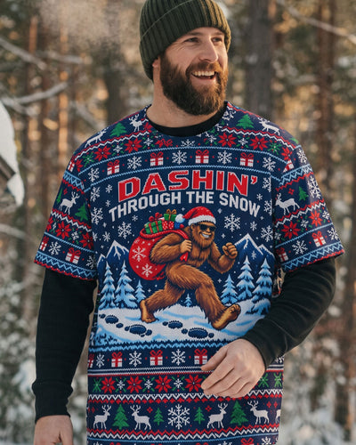 DASHIN' THROUGH THE SNOW BIGFOOT UGLY CHRISTMAS ALL OVER PRINT - TLTW0510268