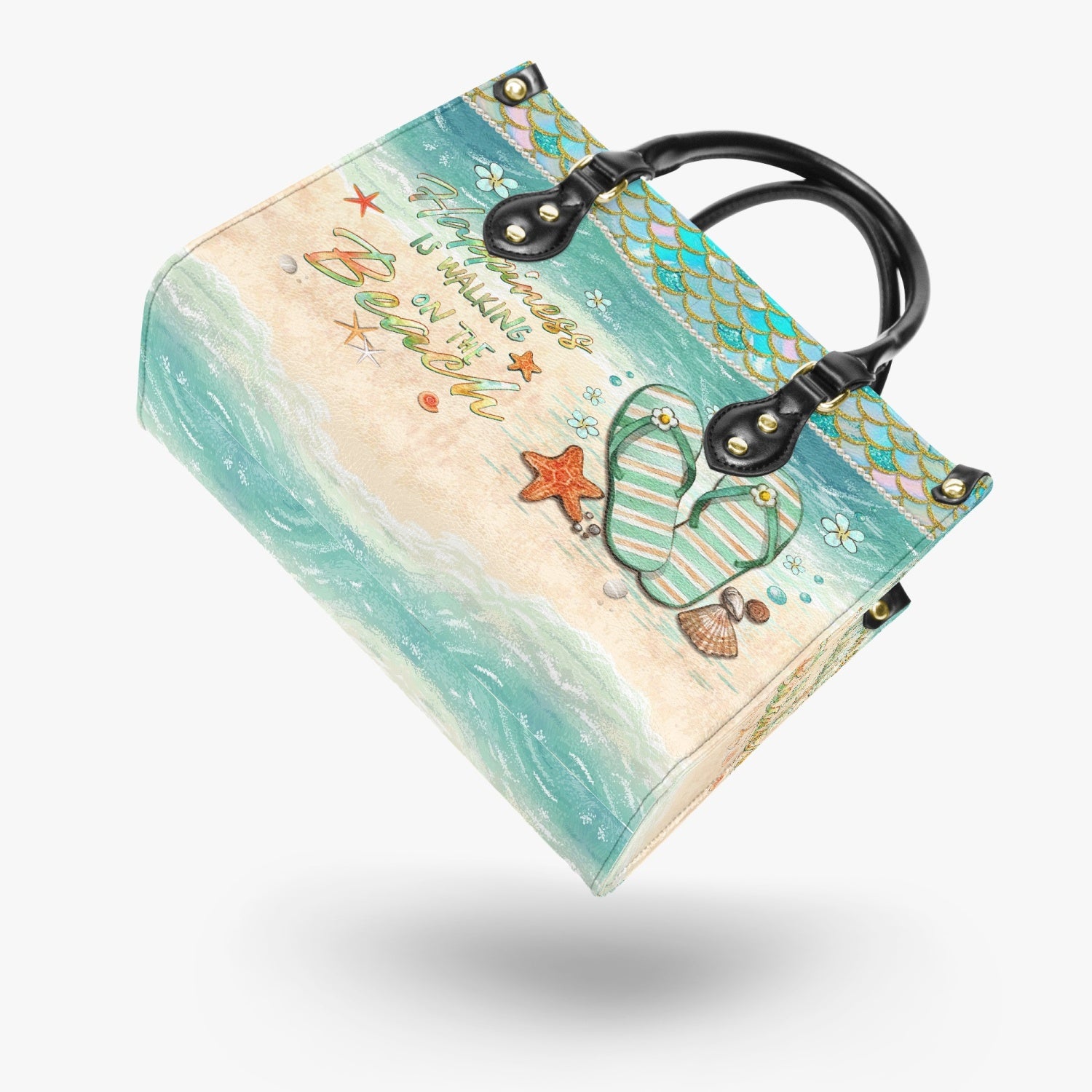 HAPPINESS IS WALKING ON THE BEACH LEATHER HANDBAG - YHKD2503243