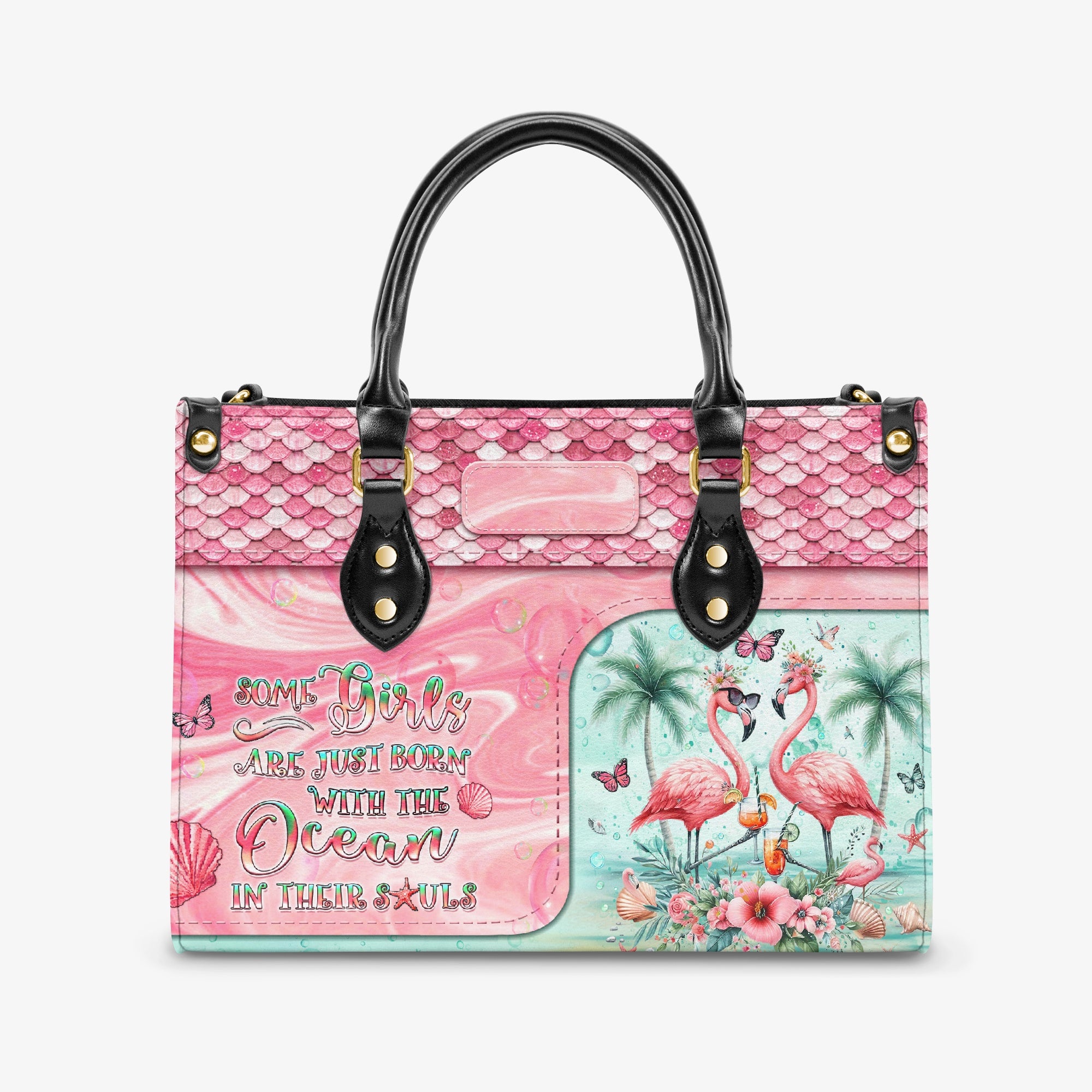 SOME GIRLS ARE JUST BORN FLAMINGO LEATHER HANDBAG - YHLT2203243