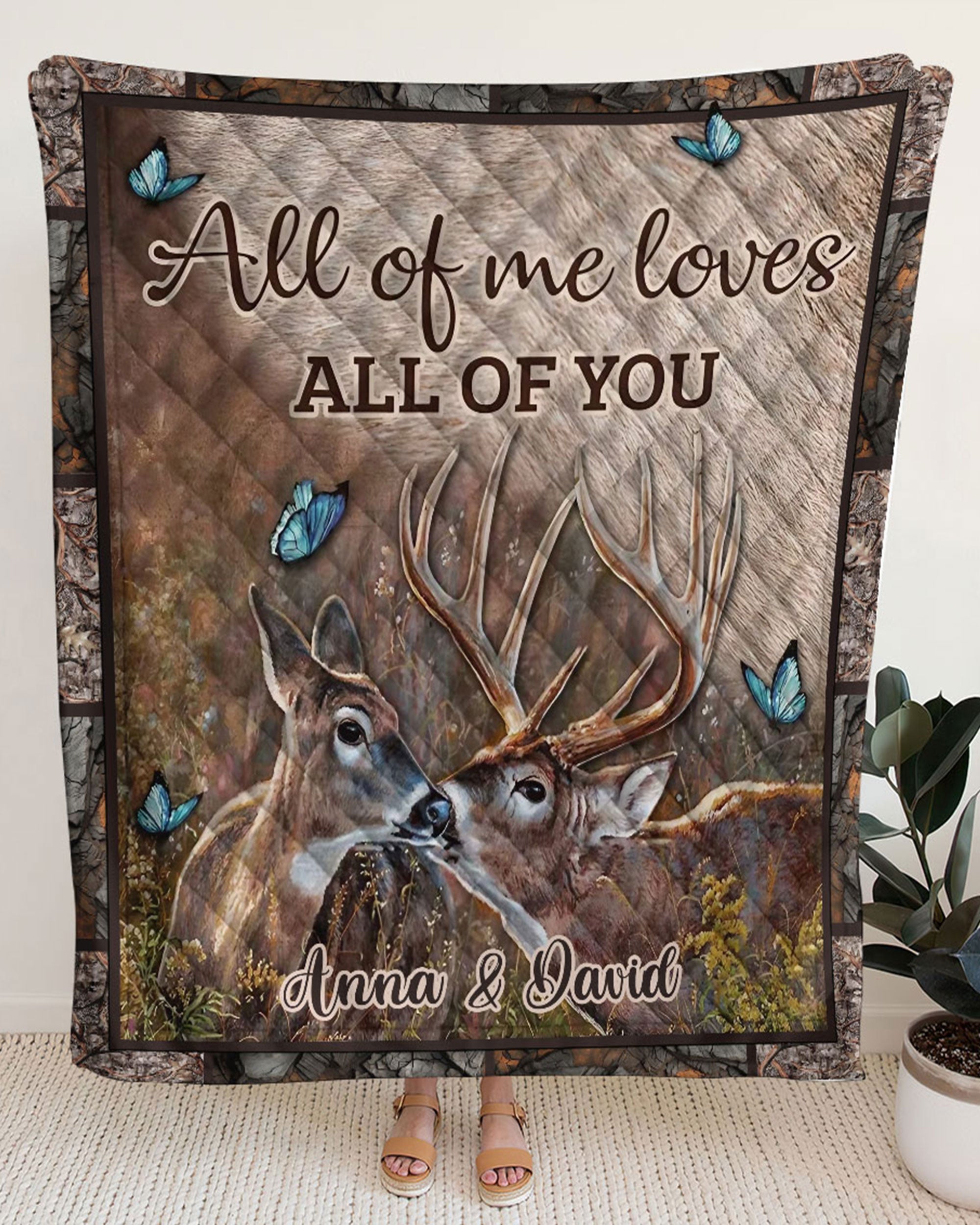 PERSONALIZED ALL OF ME LOVES ALL OF YOU COUPLE DEER FLEECE BLANKET - YHLT2102254