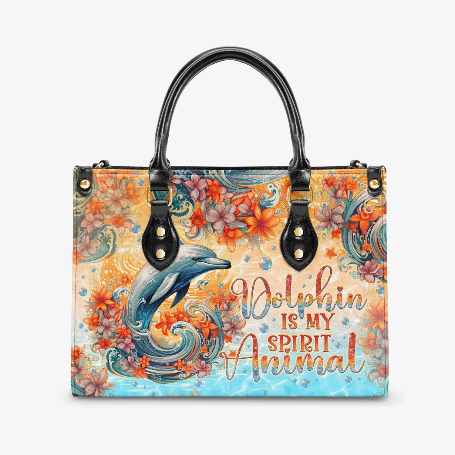 DOLPHIN IS MY SPIRIT ANIMAL LEATHER HANDBAG - TLNO2803249