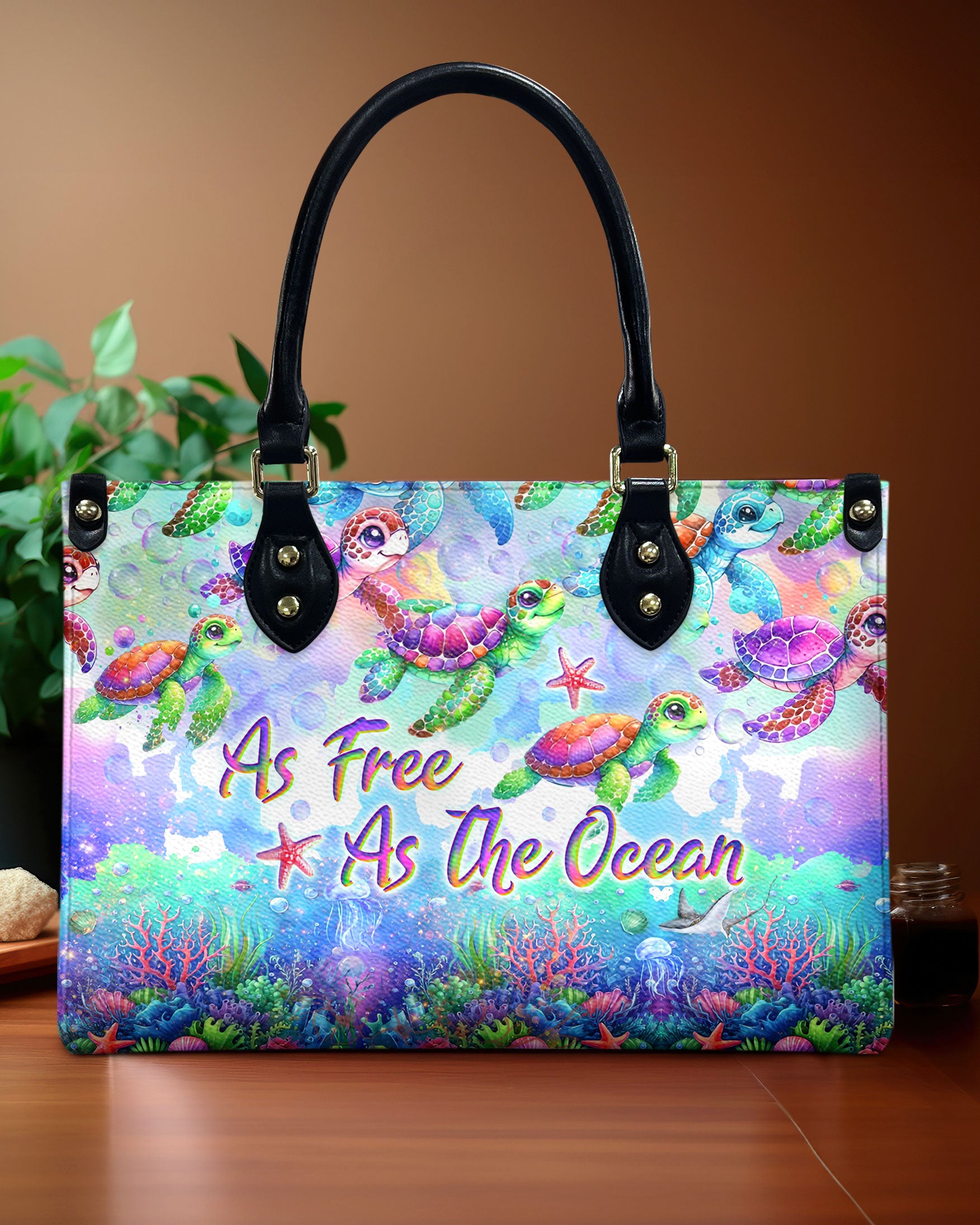 AS FREE AS THE OCEAN TURTLE LEATHER HANDBAG - YHLT1306244