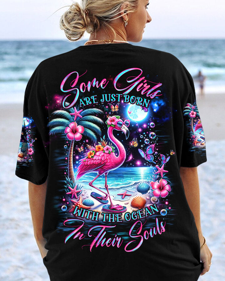 SOME GIRLS ARE JUST BORN FLAMINGO ALL OVER PRINT - TLTW2411235