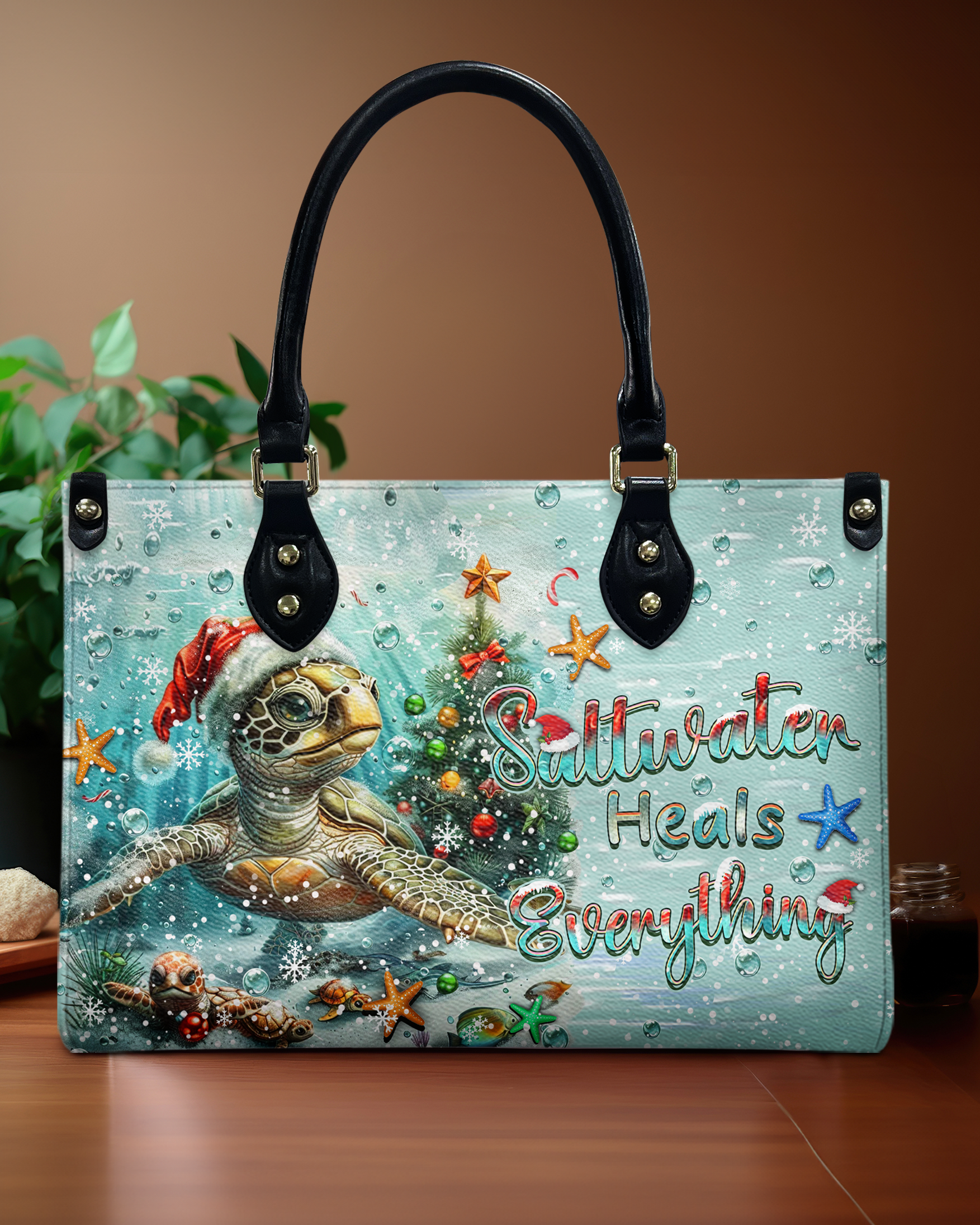 SALTWATER HEALS EVERYTHING CHRISTMAS LEATHER HANDBAG - YHHN2310244