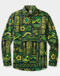 TIKI ISLAND LEGENDS LONG SLEEVE BUTTON-DOWN SHIRT - YHHN2409264