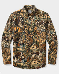WILDERNESS HUNTING VINTAGE PATCHWORK LONG SLEEVE BUTTON-DOWN SHIRT - TLHN2109268