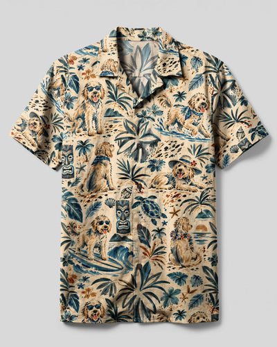 GOLDENDOODLE DOG BEACH PATTERN CAMP SHIRT - TLHN1809263
