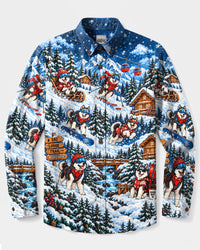 HUSKY WINTER ADVENTURE LONG SLEEVE BUTTON-DOWN SHIRT - YHHN0110263