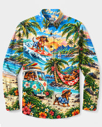 ALOHA DACHSHUND ADVENTURE LONG SLEEVE BUTTON-DOWN SHIRT - YHHN2809264