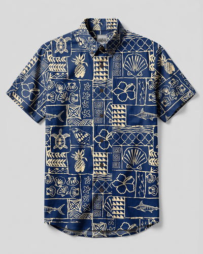 ISLAND ALOHA MOSAIC BUTTON-DOWN COLLAR SHIRT - TLHN0408261