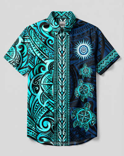 TRIBAL TURTLE COMPASS BUTTON-DOWN COLLAR SHIRT  - TLHN1609261
