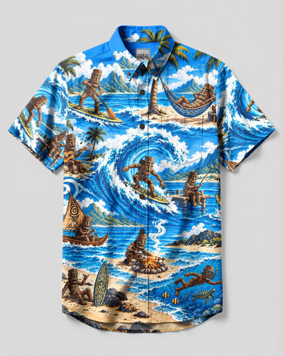 ALOHA TIKI LIFE BUTTON-DOWN COLLAR SHIRT - YHHN2509262