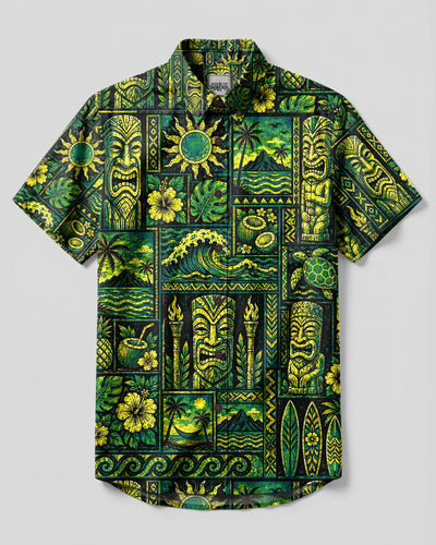 TIKI ISLAND LEGENDS BUTTON-DOWN COLLAR SHIRT - YHHN2409263