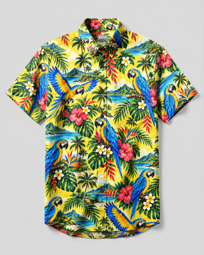 TROPICAL PARROT PARADISE BUTTON-DOWN COLLAR SHIRT - YHHN0510263