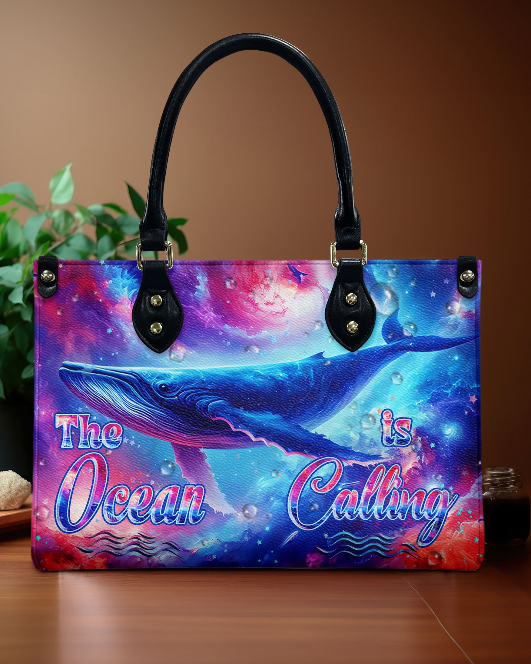 THE OCEAN IS CALLING WHALE LEATHER HANDBAG - YHHN1906244