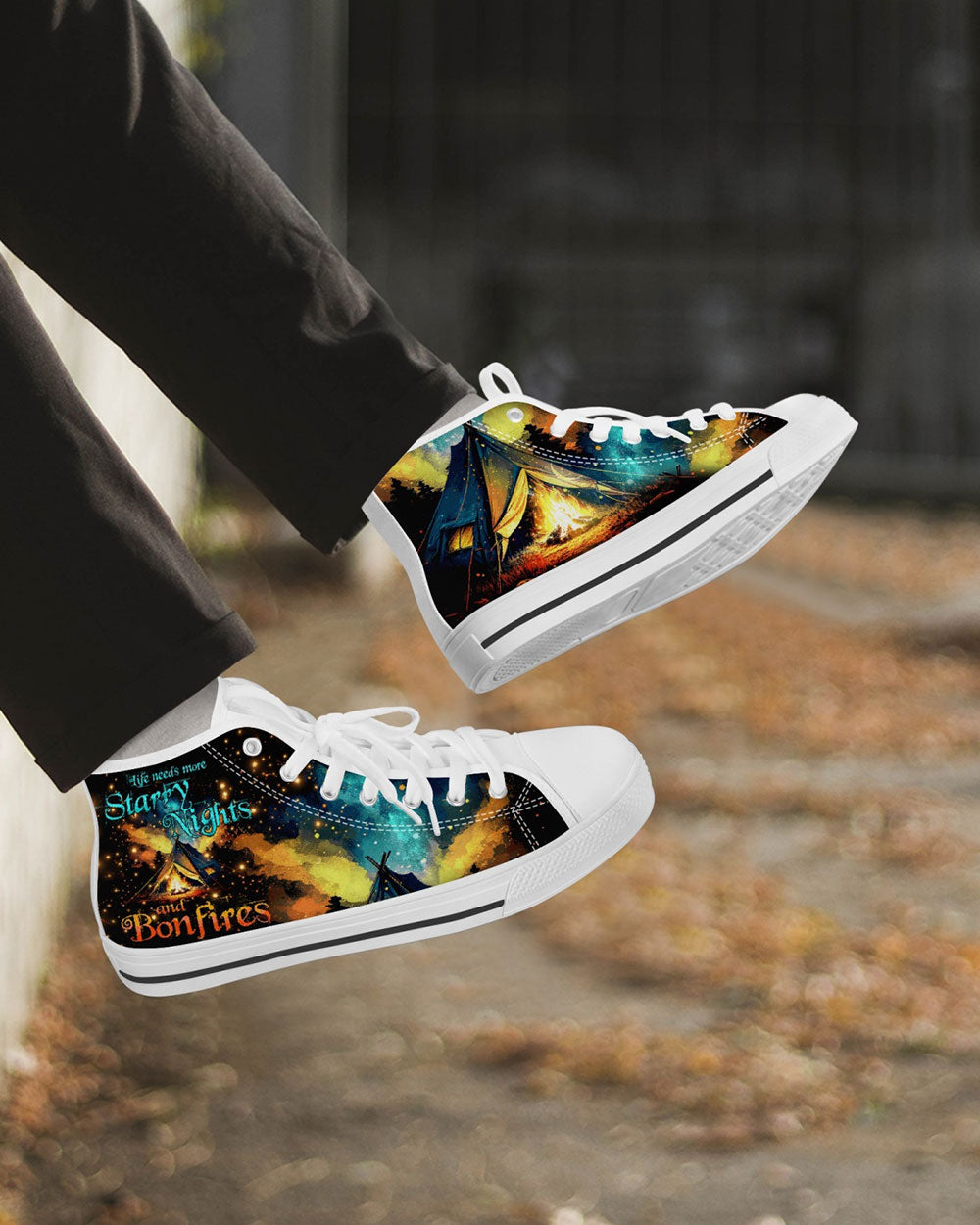 LIFE NEEDS MORE STARRY NIGHTS AND BONFIRES HIGH TOP SHOES - TYTD2404235