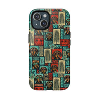 TRIBAL DACHSHUND DOG TROPICAL PATCHWORK MAGNETIC PHONE CASE - TLNT2108262