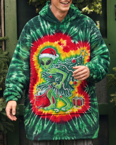 ALIEN COSMIC CHRISTMAS CHAOS BURST FLEECE BLANKET HOODIE  - TLTW3010264