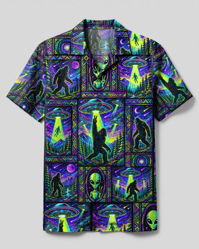 NEON COSMIC BIGFOOT ALIEN PATCHWORK CAMP SHIRT - TLHN2408262