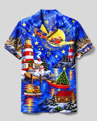 CHRISTMAS LIGHTHOUSE MAGIC CAMP SHIRT - YHHN0110266