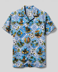 TROPICAL PARADISE FRENCH BULLDOG PATCHWORK CAMP SHIRT - TLHN2808263