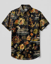 VINTAGE TROPICAL NAUTICAL CRUISE BUTTON-DOWN COLLAR SHIRT - TLHN1108264