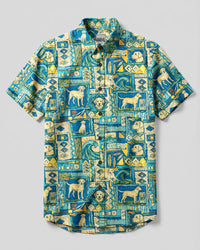 SURFING LABRADOR DOG PATCHWORK BUTTON-DOWN COLLAR SHIRT - TYQY2508261