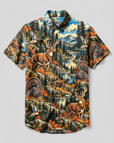 WILDLIFE HUNTING LODGE BUTTON-DOWN COLLAR SHIRT  - YHHN1410263
