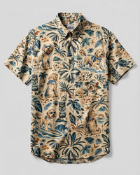 GOLDENDOODLE DOG BEACH PATTERN BUTTON-DOWN COLLAR SHIRT - TLHN1809262