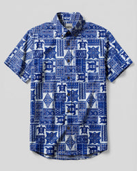 TRIBAL SEA TURTLE PATCHWORK BUTTON-DOWN COLLAR SHIRT - TLHN2508265