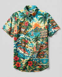 TIKI BEACH BUTTON-DOWN COLLAR SHIRT - YHHN2209262