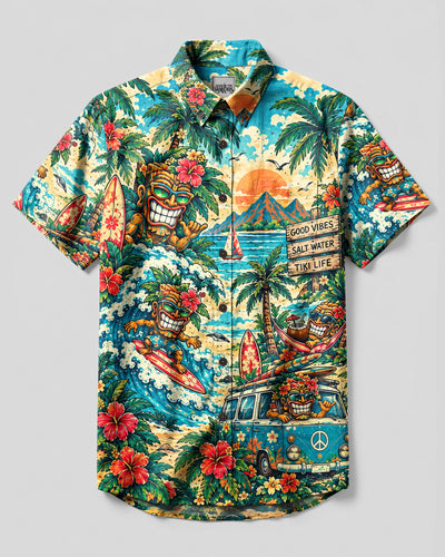 TIKI BEACH BUTTON-DOWN COLLAR SHIRT - YHHN2209262