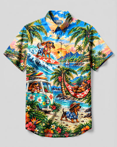 ALOHA DACHSHUND ADVENTURE BUTTON-DOWN COLLAR SHIRT - YHHN2809262
