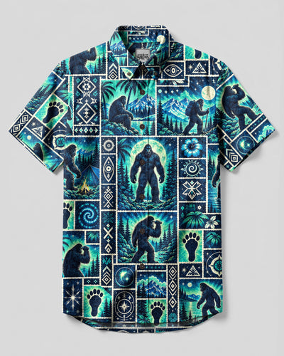 MIDNIGHT BIGFOOT ADVENTURE PATCHWORK BUTTON-DOWN COLLAR SHIRT - YHHN2209265