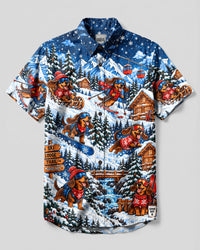 DACHSHUND WINTER ADVENTURE BUTTON-DOWN COLLAR SHIRT - YHHN0810263