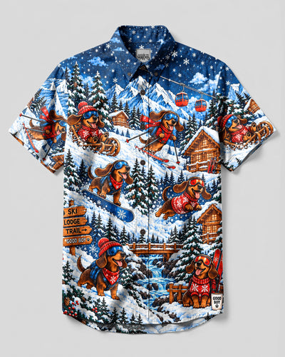 DACHSHUND WINTER ADVENTURE BUTTON-DOWN COLLAR SHIRT - YHHN0810263
