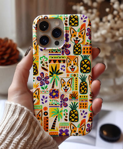 TROPICAL CORGI DOG PATCHWORK PHONE CASE - TLHN24082611