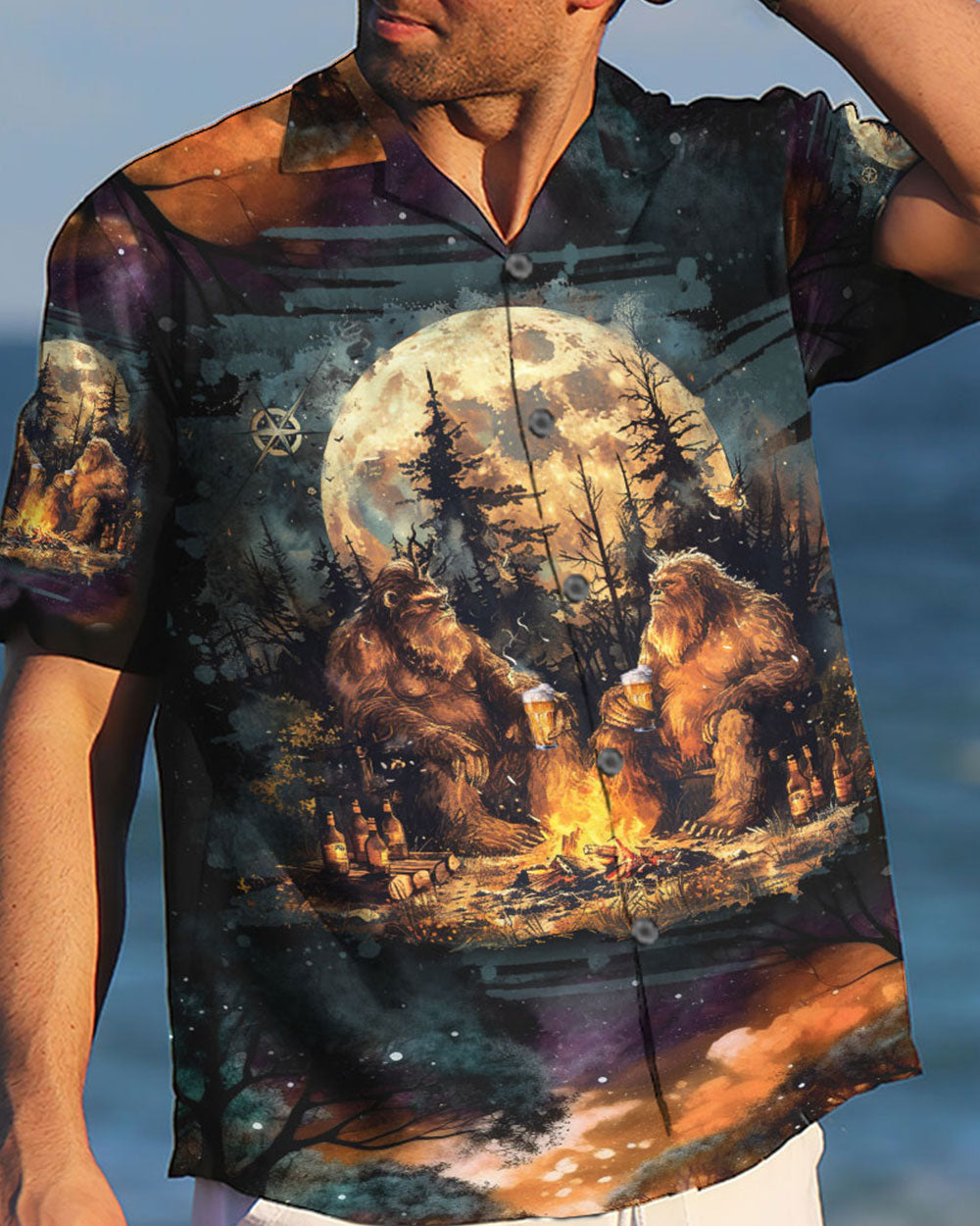 MAKING MEMORIES ONE CAMPFIRE AT A TIME BIGFOOT HAWAIIAN SHIRT - TLNO2409246