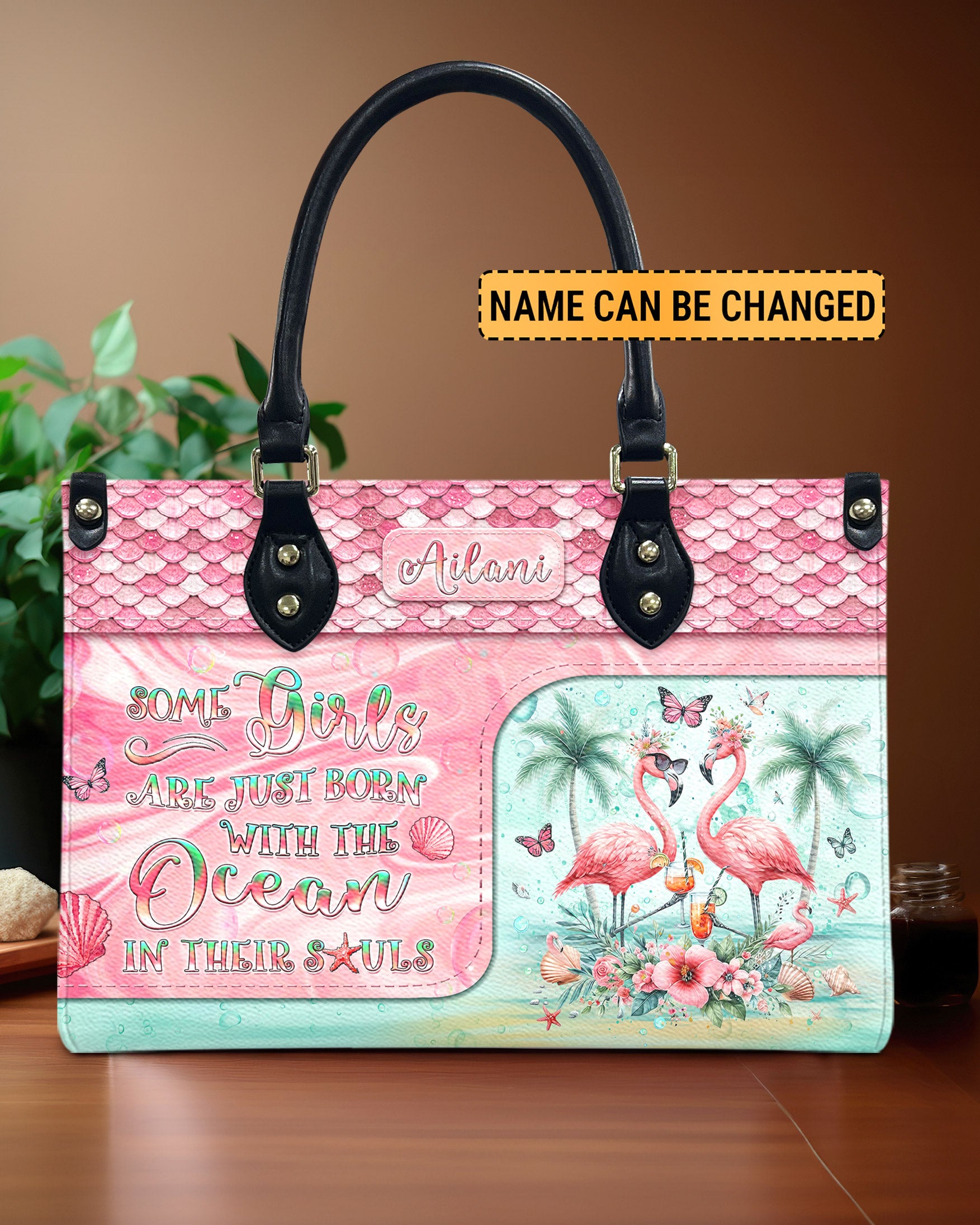 SOME GIRLS ARE JUST BORN FLAMINGO LEATHER HANDBAG - YHLT2203243