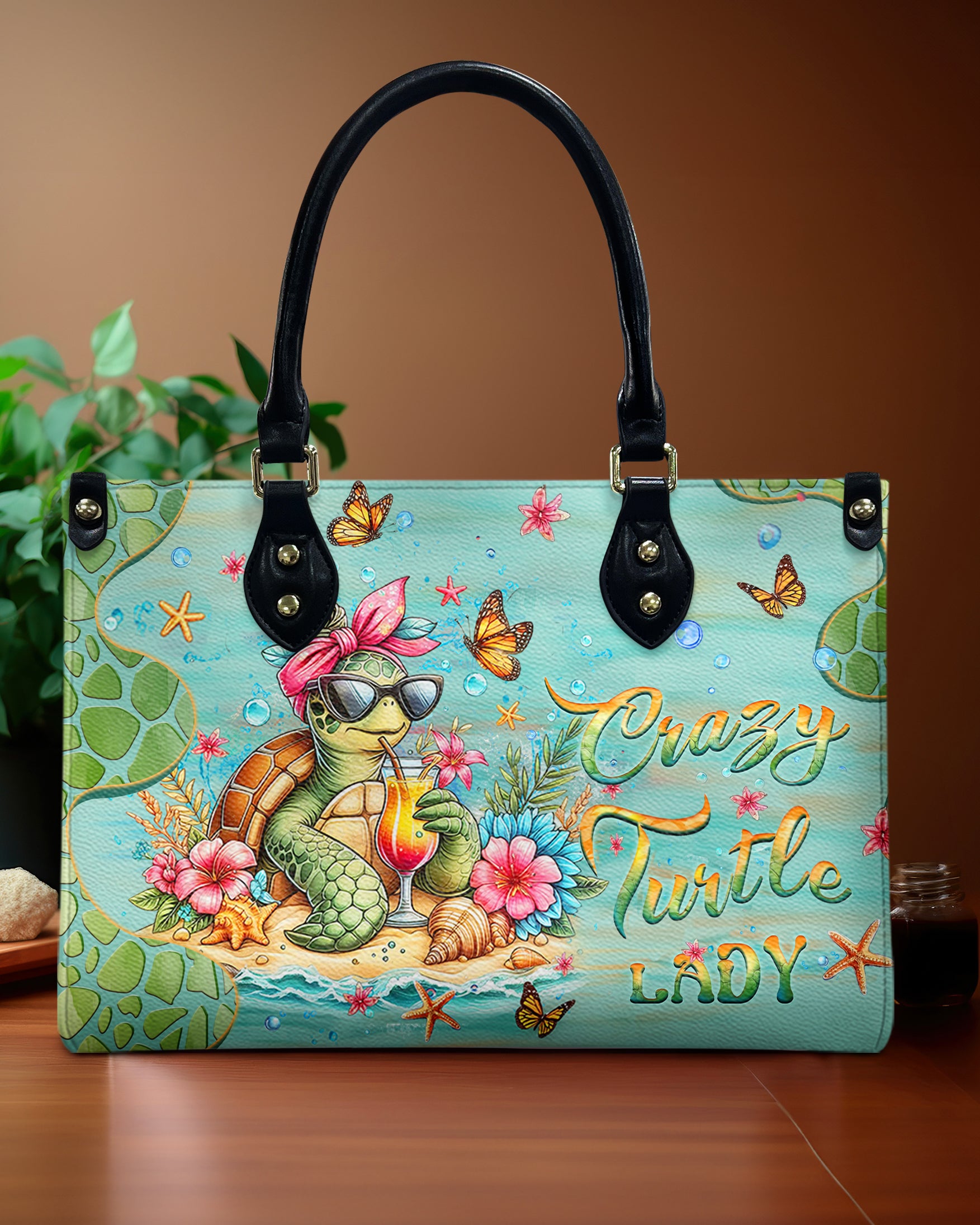 CRAZY TURTLE LADY LEATHER HANDBAG - YHLT0511244