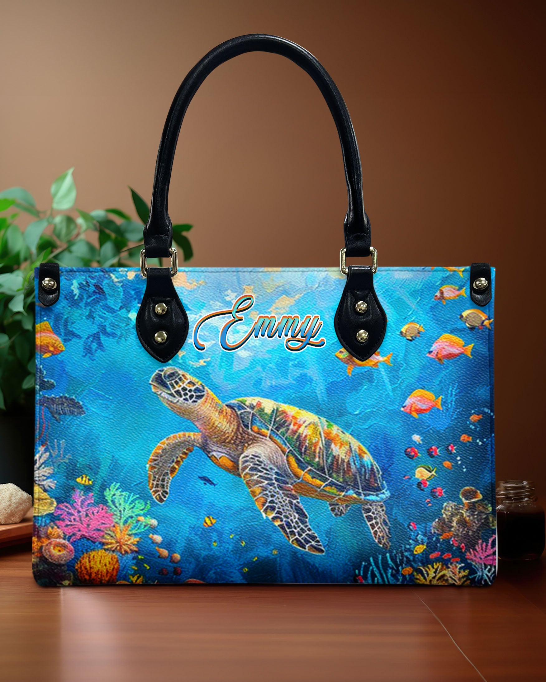 OCEAN TURTLE LEATHER HANDBAG - YHHN2307244