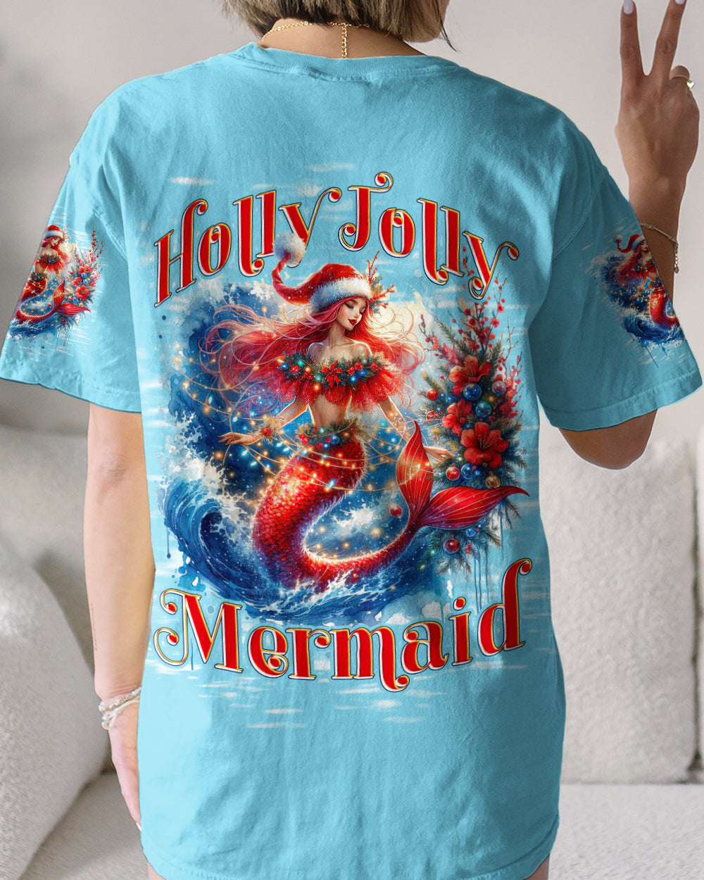 HOLLY JOLLY MERMAID CHRISTMAS ALL OVER PRINT - TYTD0311234