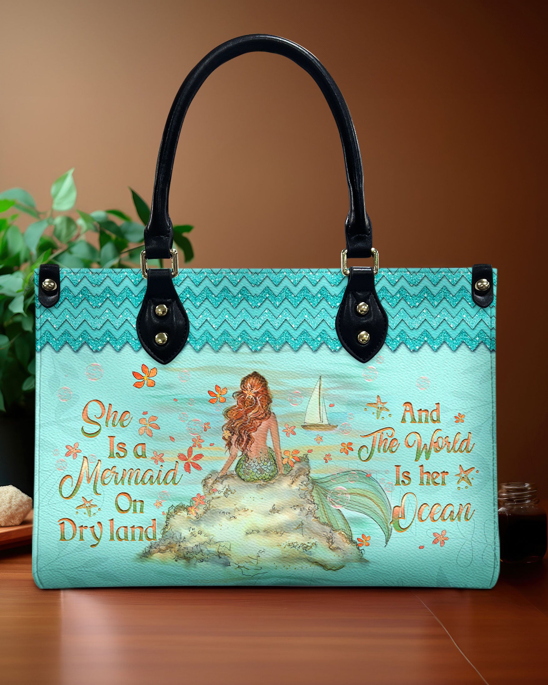 SHE IS A MERMAID LEATHER HANDBAG - YHLT2803242