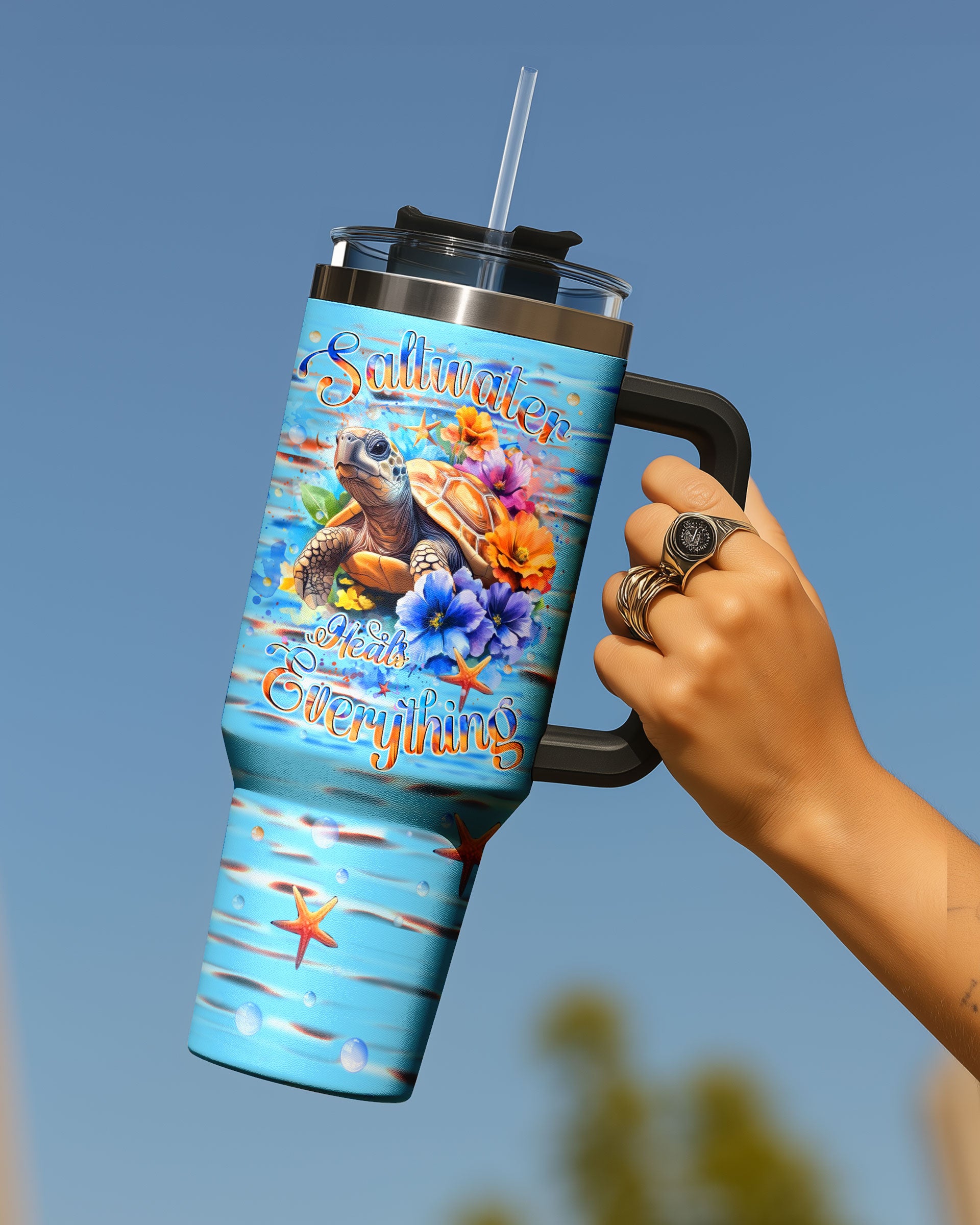 SALTWATER HEALS EVERYTHING TURTLE TUMBLER - YHHN0809254