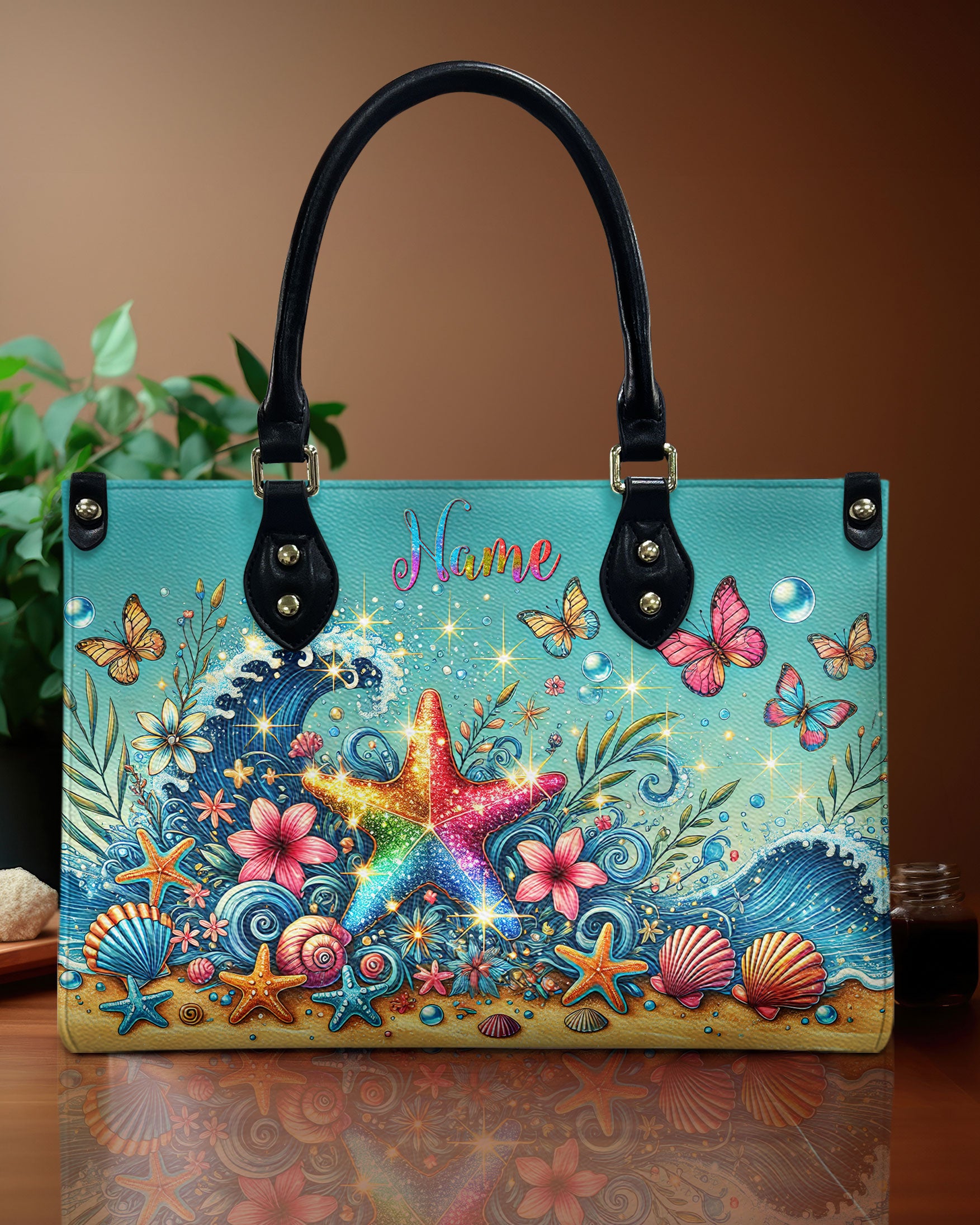 STARFISH FLORAL WAVES LEATHER HANDBAG - TLNT0307244