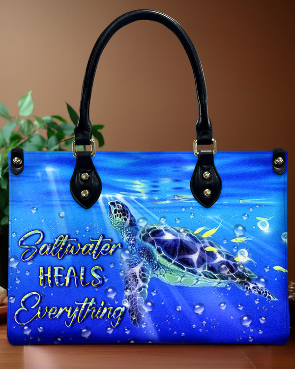 SALTWATER HEALS EVERYTHING TURTLE LEATHER HANDBAG - YHLN2009246