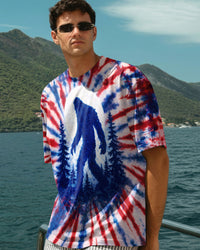BIGFOOT IN THE FOREST RED WHITE & BLUE SWIRL ALL OVER PRINT - TLTW0901261