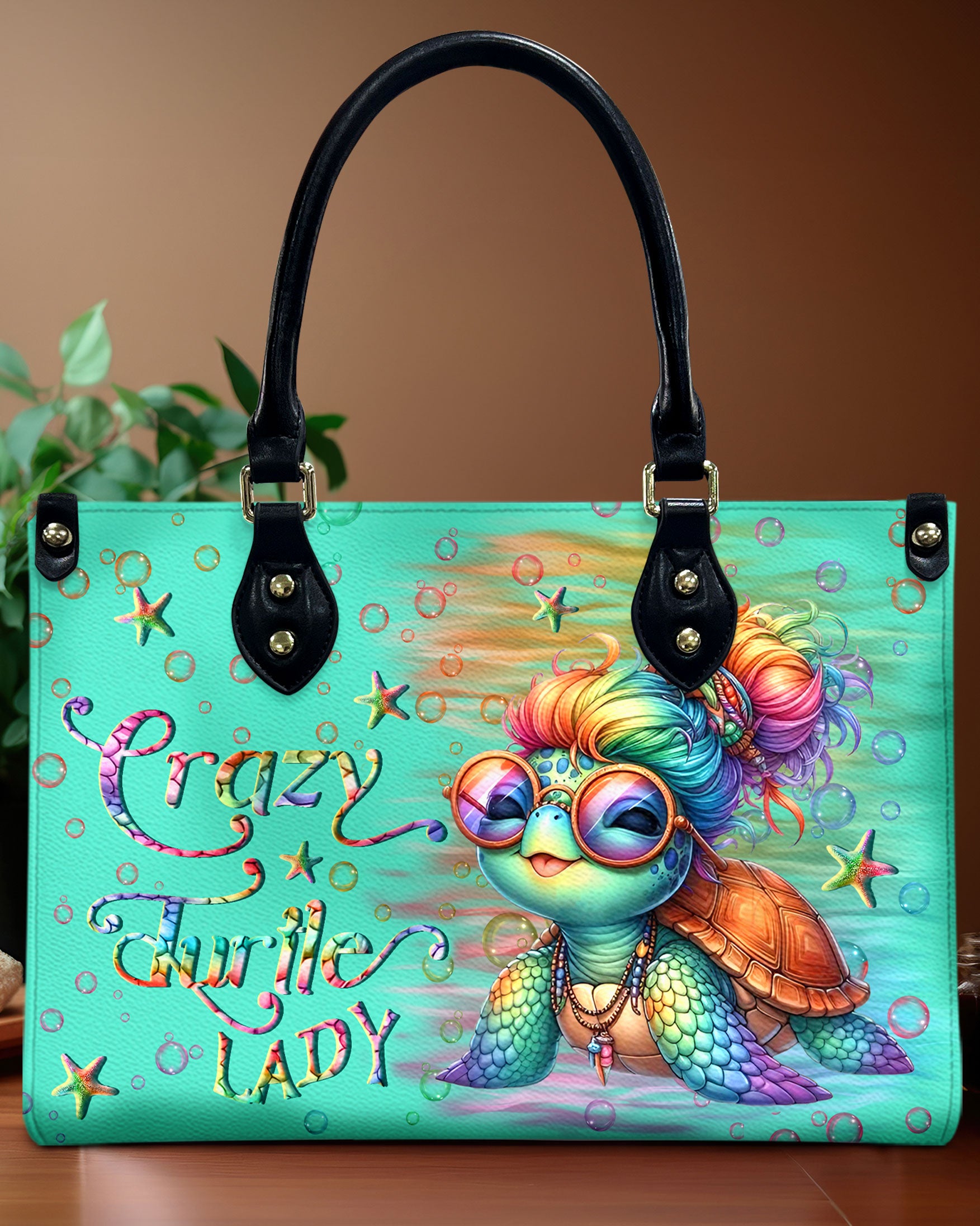 CRAZY TURTLE LADY LEATHER HANDBAG - YHLN1510245