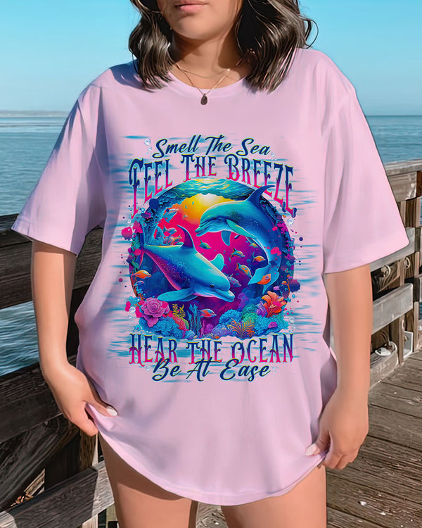 SMELL THE SEA FEEL THE BREEZE DOLPHIN COTTON SHIRT - TLNT0809231